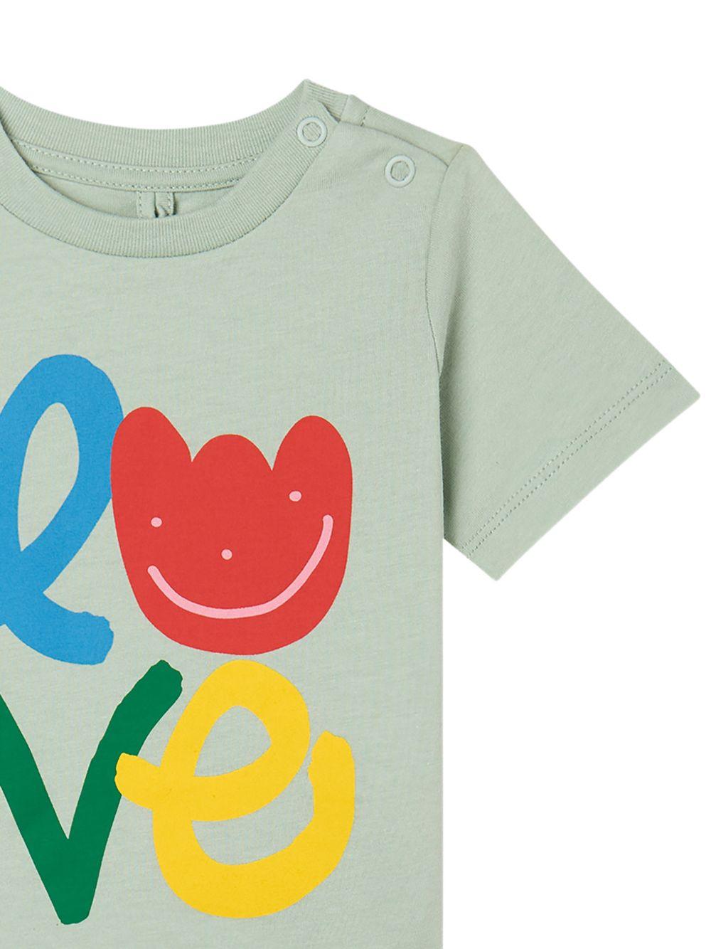 T-shirt per neonata Stella McCartney Kids verde con stampa love TY8091 Z0434 767 STELLA McCARTNEY KIDS