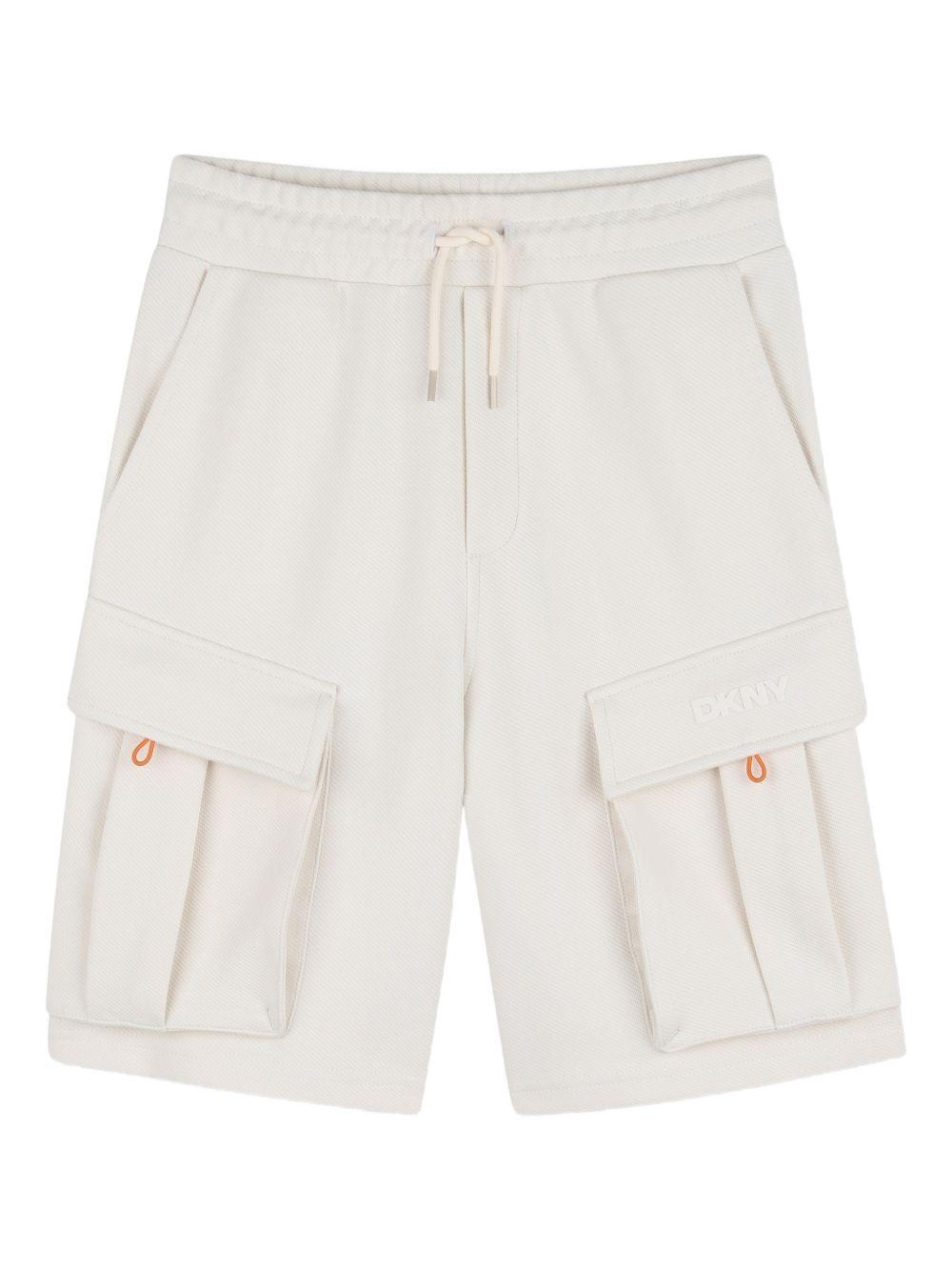 Shorts per bambino Dkny Kids beige con tasche cargo D62523 519 DKNY KIDS