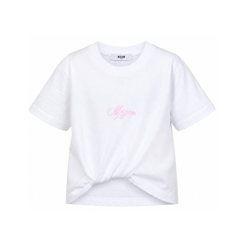 T-shirt per bambina MSGM Kids bianca con dettaglio nodo S6MSJGTH205 001 MSGM KIDS