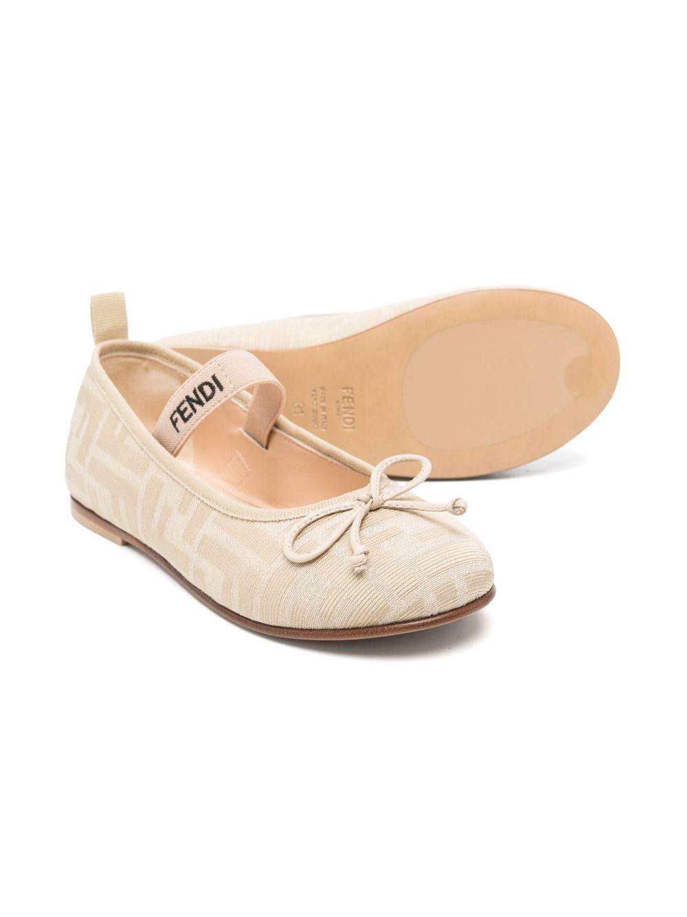 Ballerine per bambina Fendi Kids beige con motivo FF JFR376 AOTC F1R7I FENDI KIDS