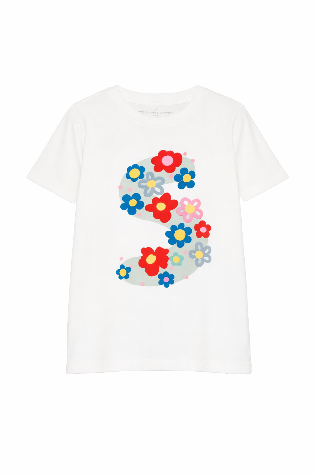T-shirt per bambini Stella McCartney Kids bianca con stampa grafica floreale TY8B31 Z0434 101 STELLA McCARTNEY KIDS