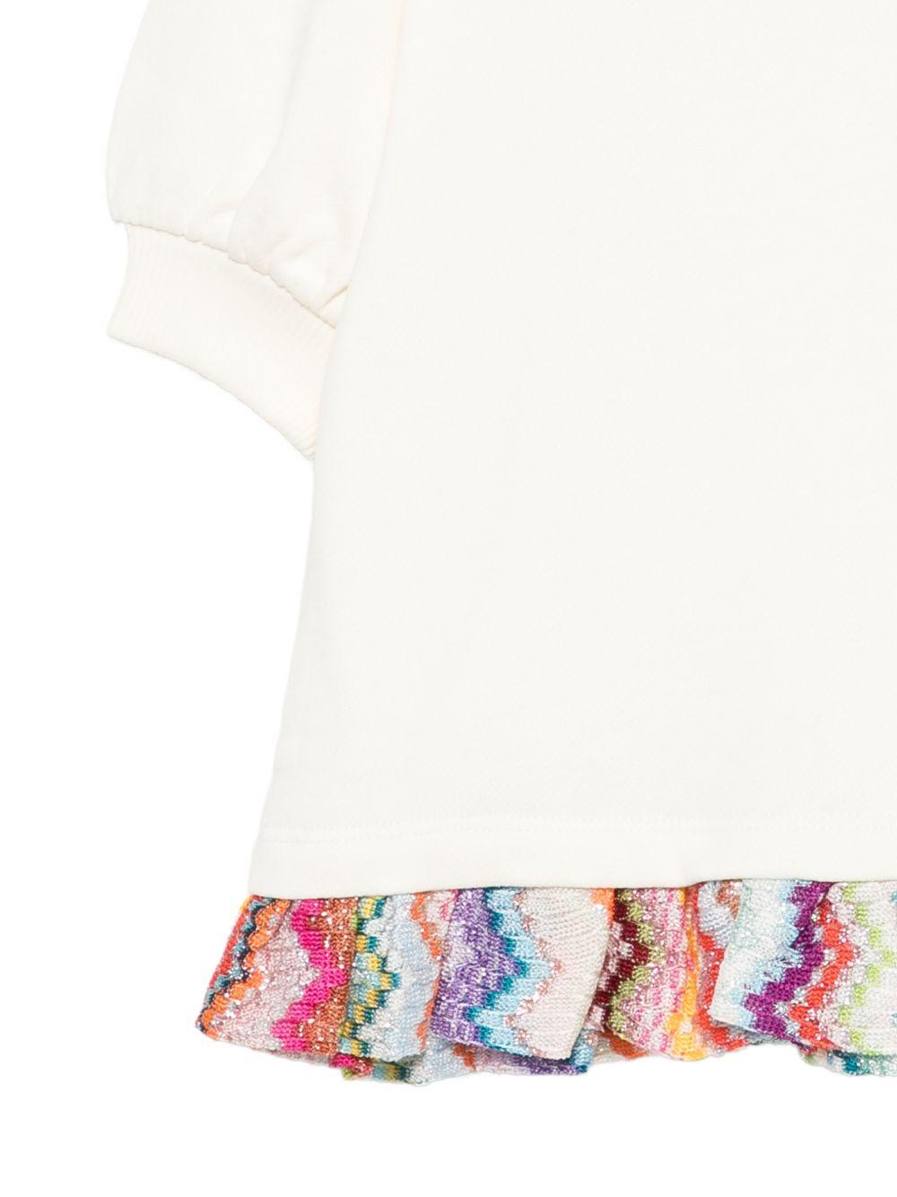 Abito per neonata Missoni Kids bianco con orlo con dettaglio a zigzag MZ1020 Z3183 102 MISSONI KIDS