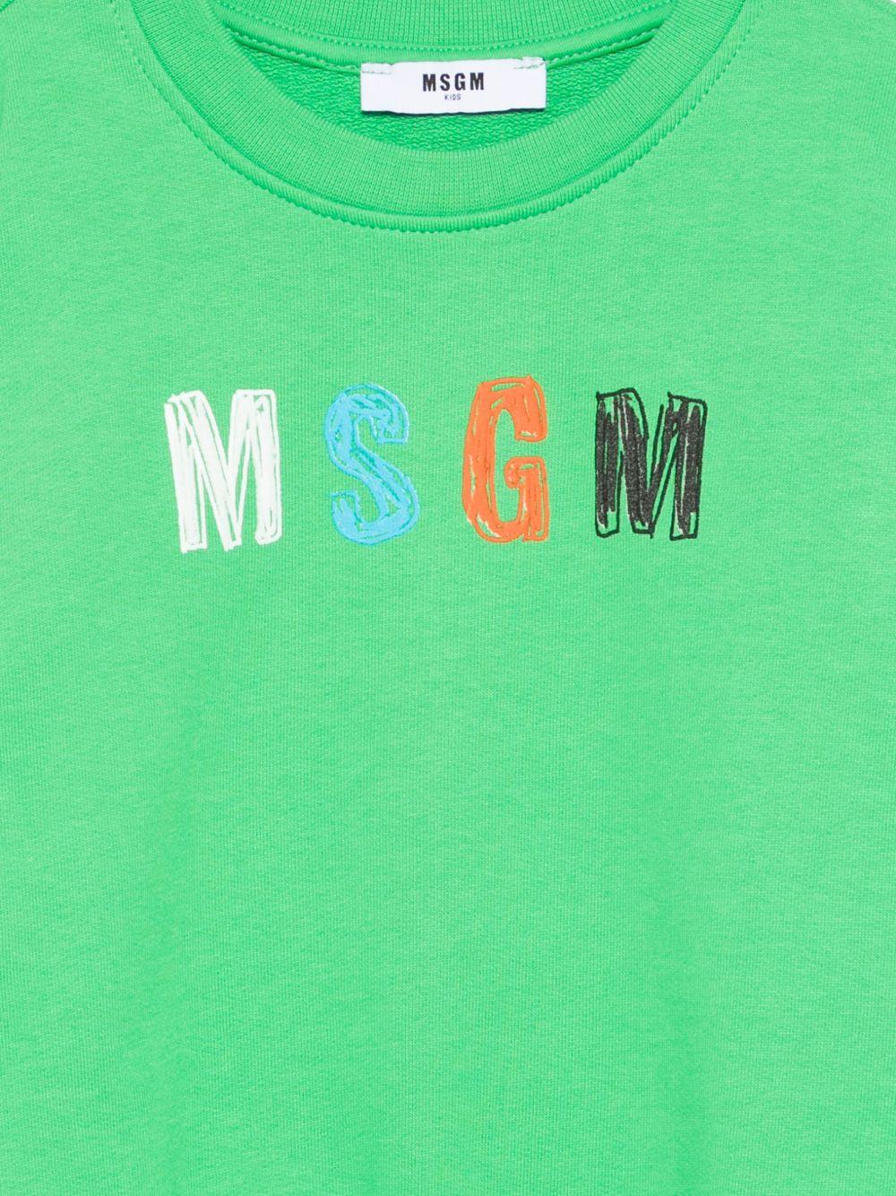 Felpa per bambini MSGM Kids verde con logo sul davanti S6MSJBSW237 MS006 MSGM KIDS