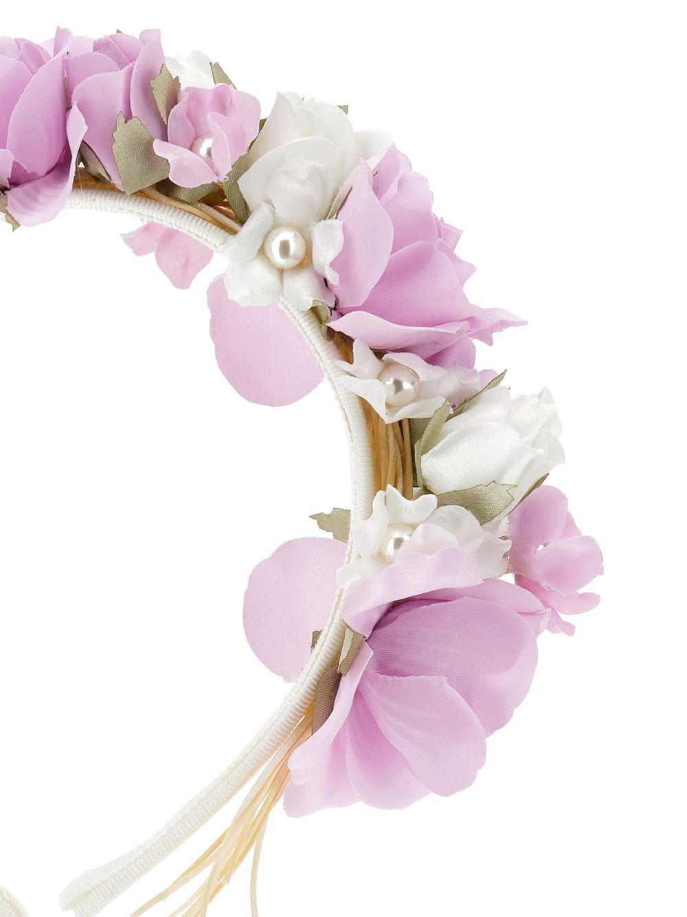 Cerchietto per capelli per bambina Monnalisa viola con applicazione fiori 79G009 7744 0165 MONNALISA