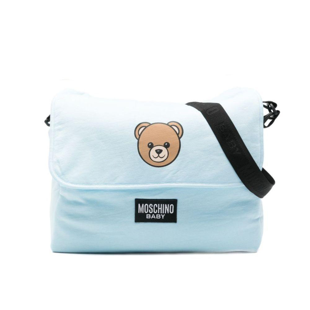Borsa per neonato Moschino Kids azzurro con stampa Teddy Bear MUX05VLCA19 40304 MOSCHINO KIDS