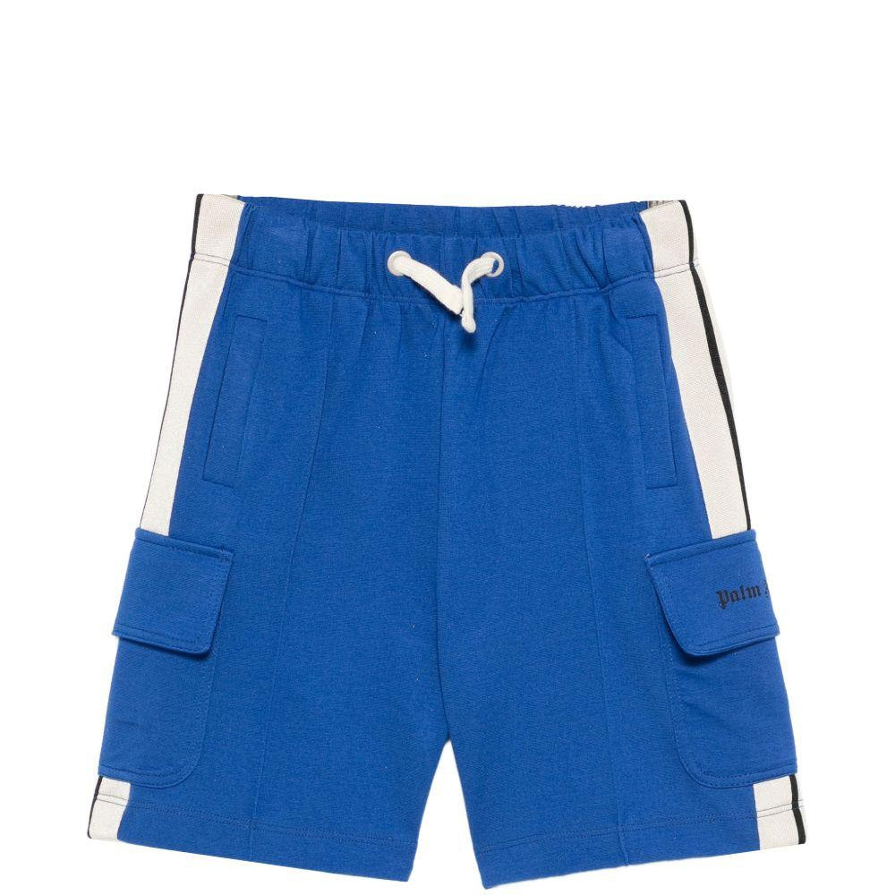 Shorts per bambino Palm Angels Kids blu con chiusura con coulisse PBCL004S26FLE001 060 PALM ANGELS KIDS