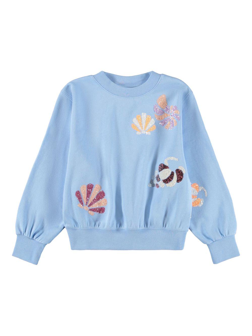 Felpa Marge per bambina Molo azzurra con decorazione con paillettes 2S26J210 5637 MOLO KIDS