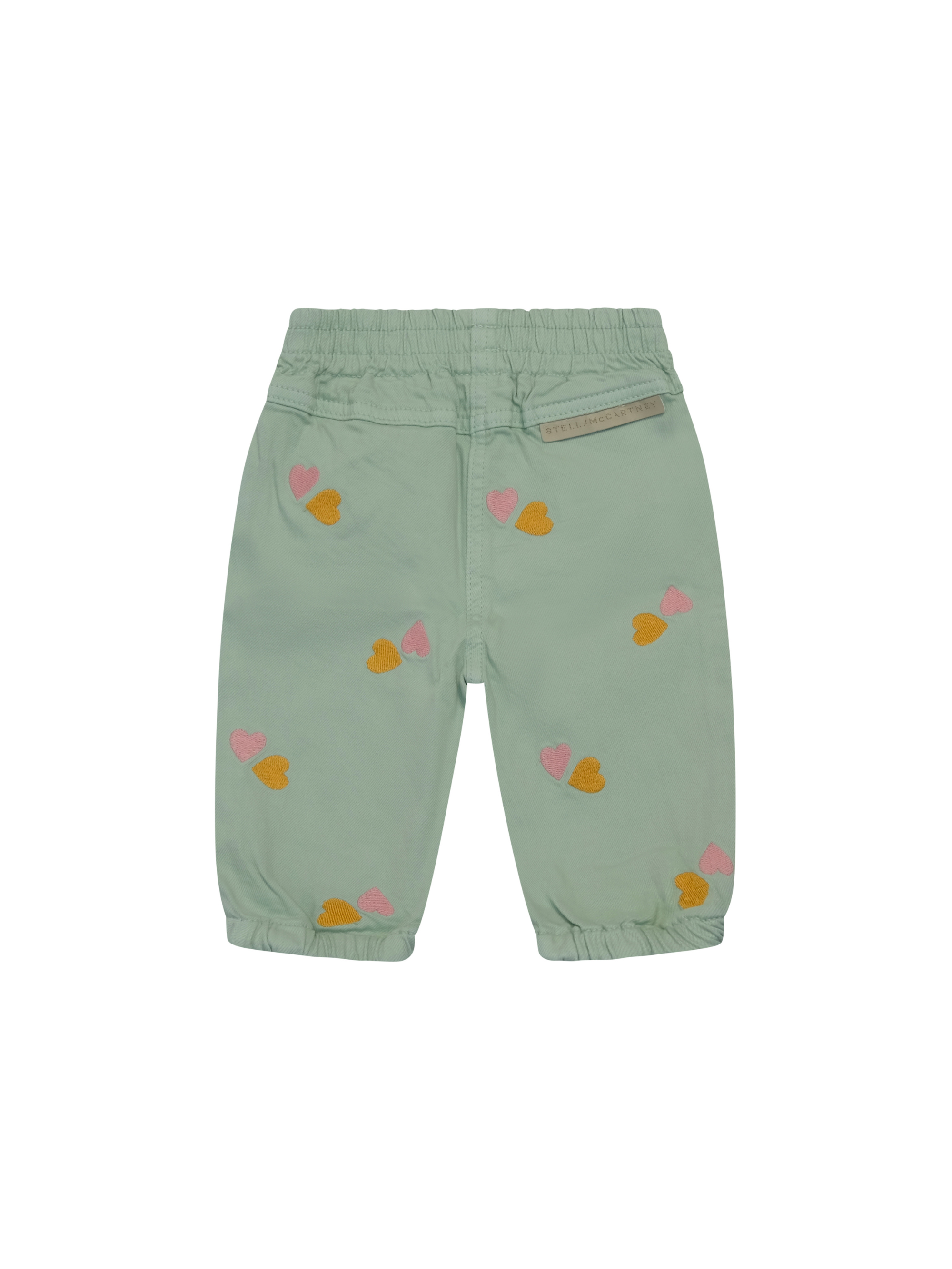 Pantaloni per neonato Stella McCartney Kids verde con ricamo a cuore all-over TY6020 Z3454 754EM STELLA McCARTNEY KIDS