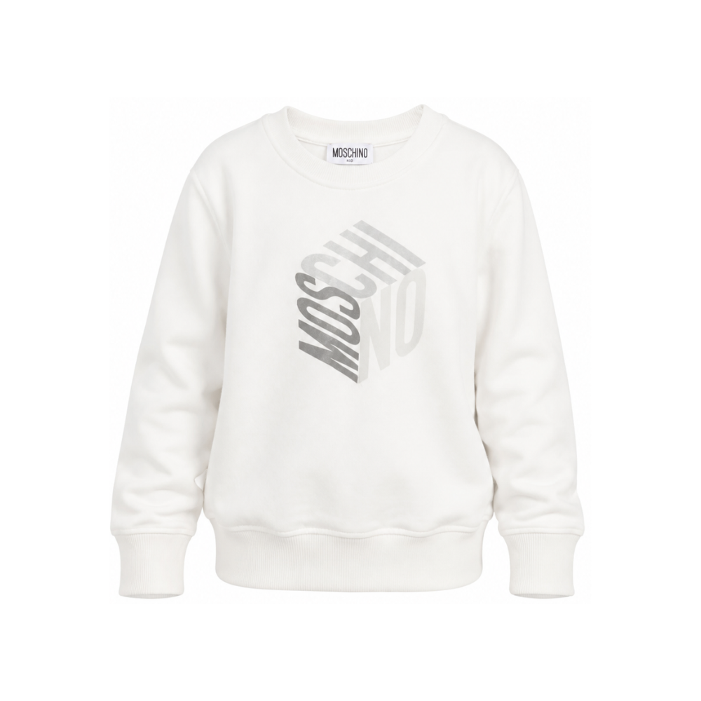 Felpa per bambino Moschino Kids bianca con stampa grafica HUF0A2LCA92 10063 MOSCHINO KIDS