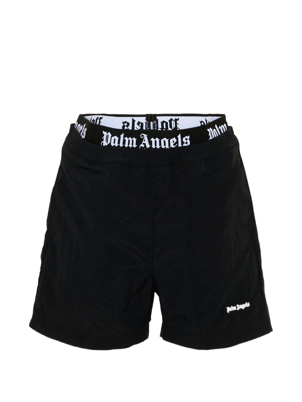 Costume da bagno per bambino Palm Angels Kids nero con logo in vita PBFD005S26FAB001 110 PALM ANGELS KIDS