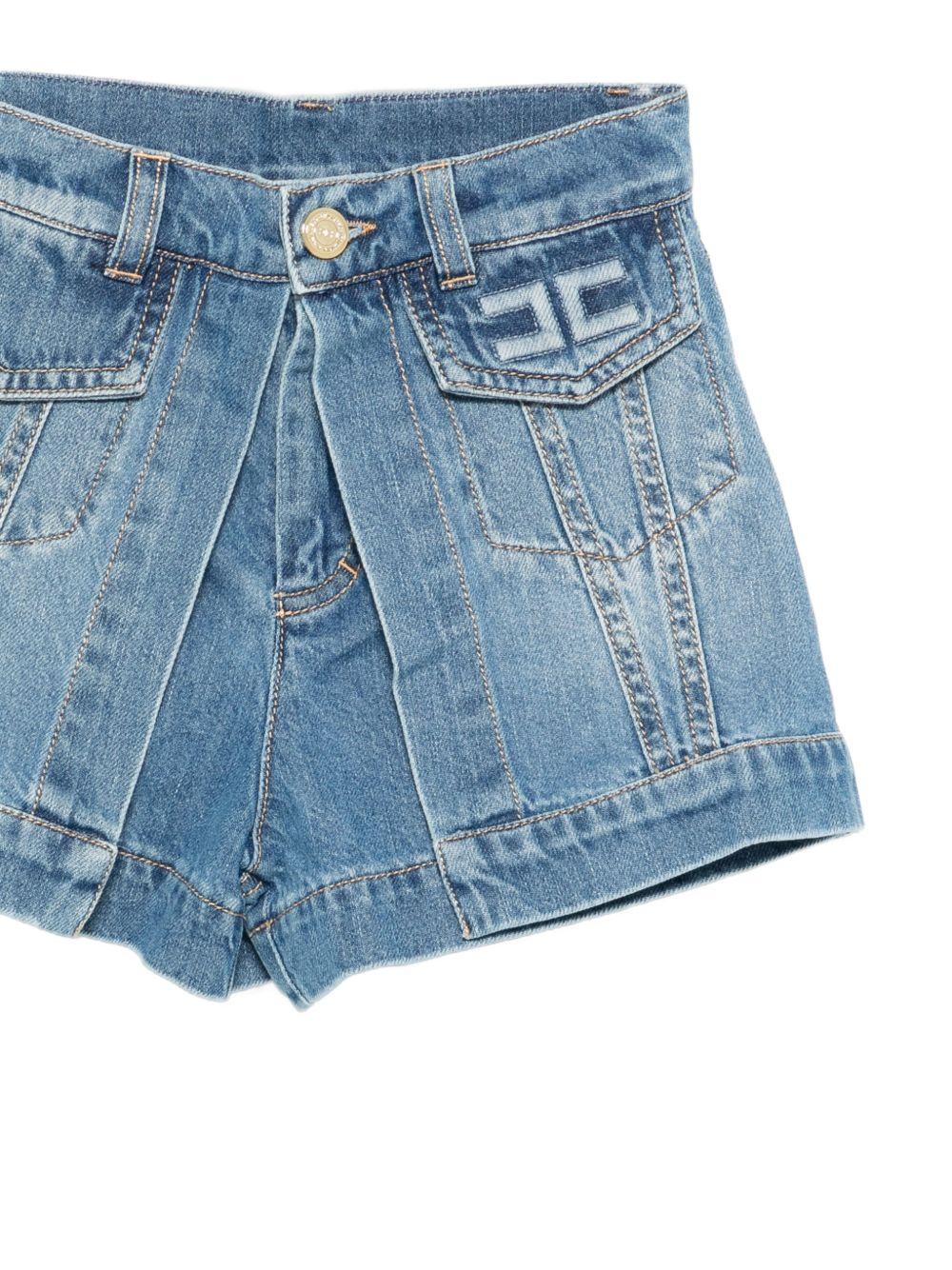 Shorts per bambina Elisabetta Franchi La Mia Bambina in denim con logo EFBE0760DF011 4039 ElISABETTA FRANCHI KIDS