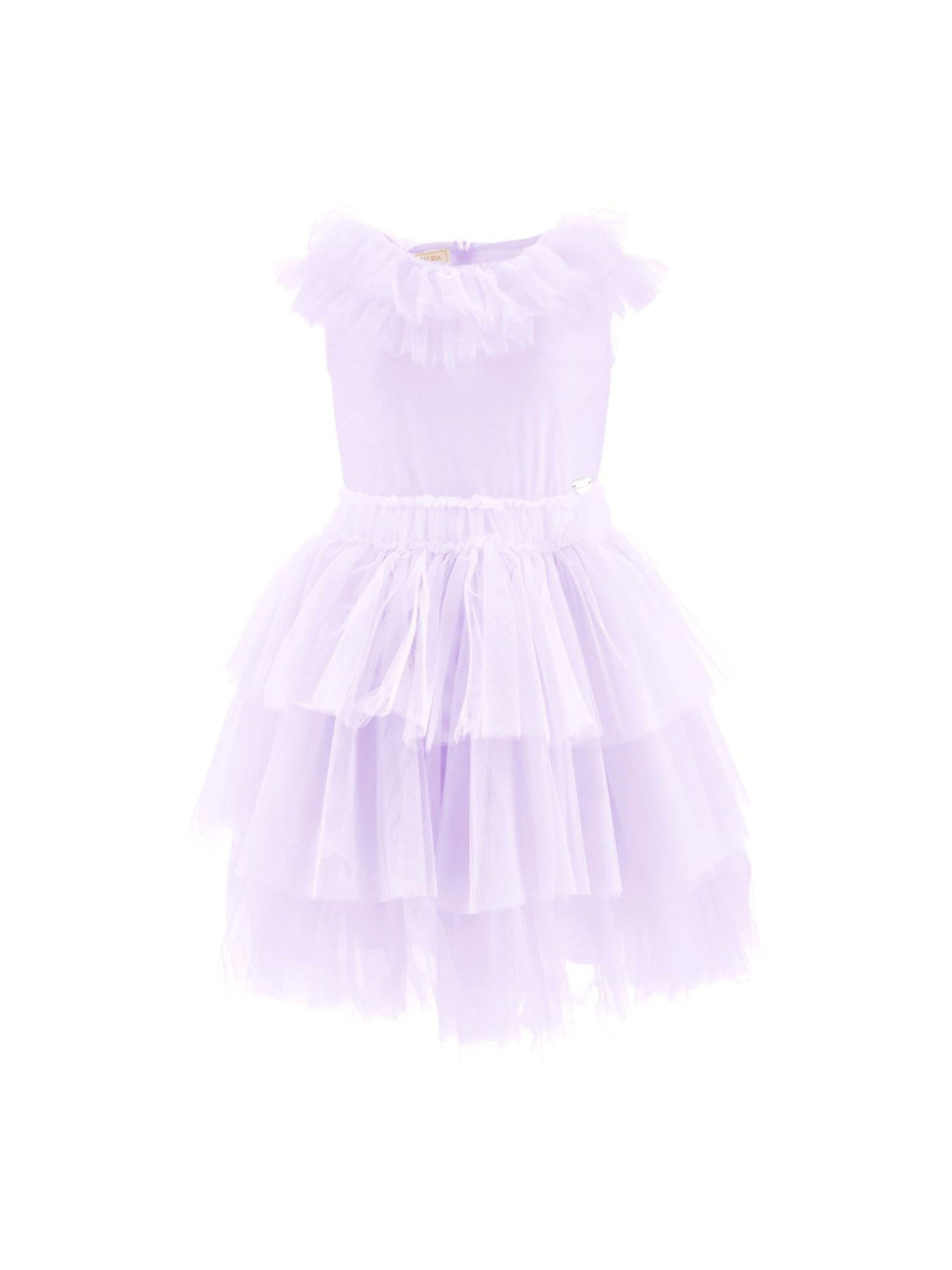Abito per bambina Monnalisa viola con colletto con ruches 17G908NP T9945 0065 MONNALISA KIDS