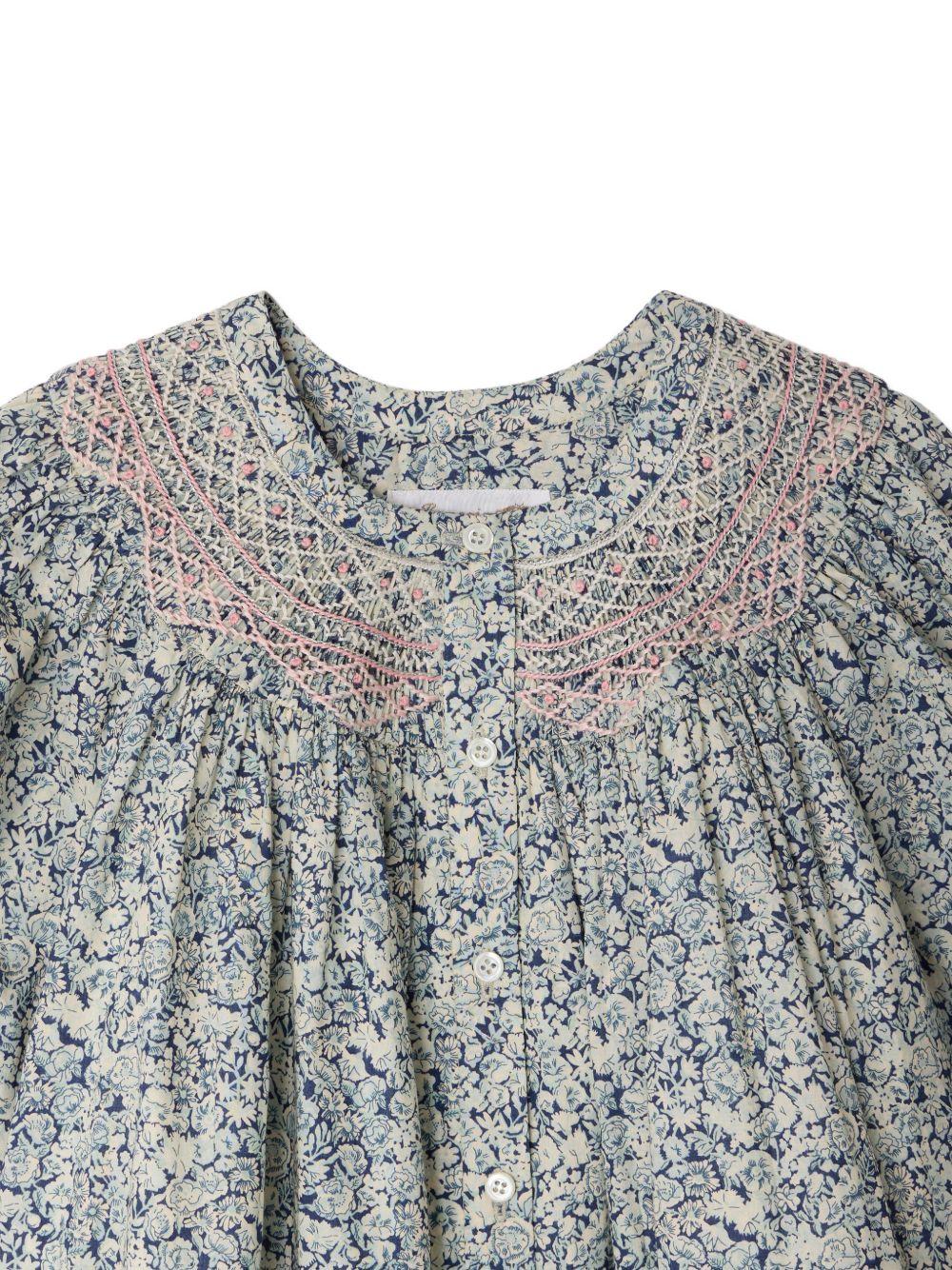 Abito per bambina Bonpoint blu con stampa a fiori all-over S06GDRW00036 519A BONPOINT KIDS