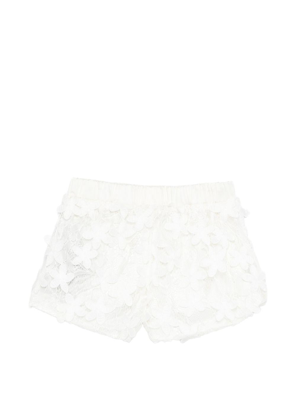 Shorts per neonata Balmain Kids bianchi con dettagli floreali BY6129 U0263 100 BALMAIN KIDS