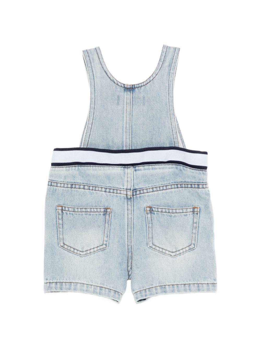 Salopette per neonati Moschino Kids denim con ricamo orsetto sul davanti MUQ01RL0E34 41034 MOSCHINO KIDS