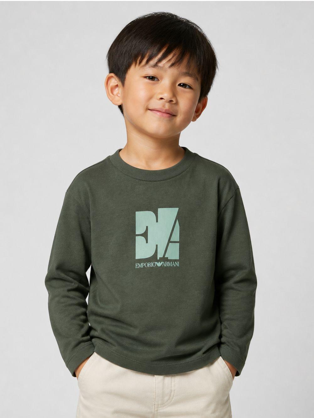 T-shirt per bambino Emporio Armani Kids verde con stampa grafica EB001667 AF26009 U8114 EMPORIO ARMANI KIDS