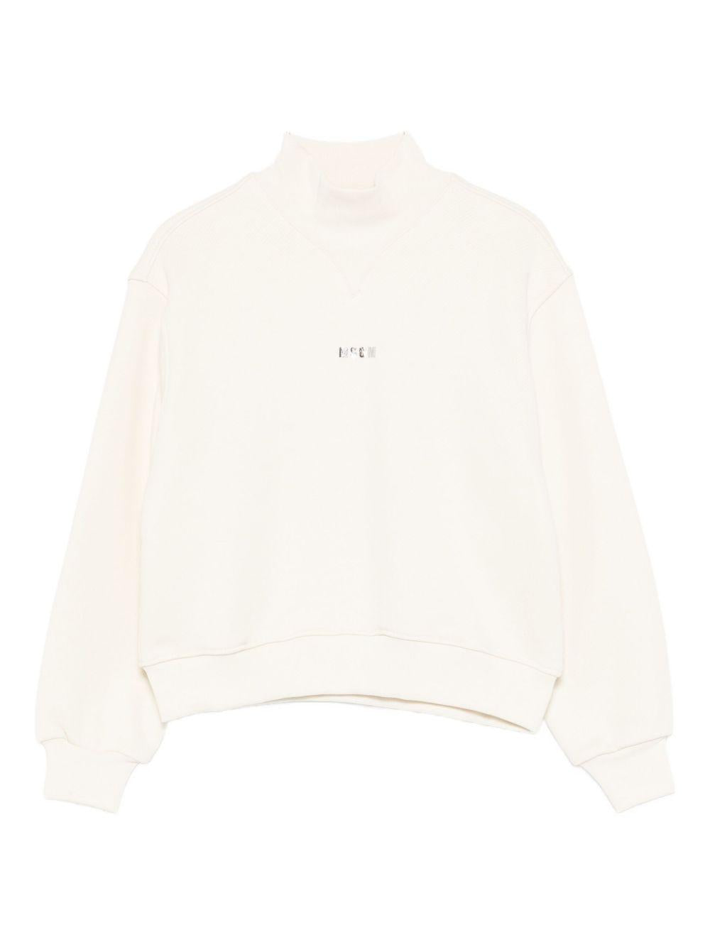 Felpa per bambina MSGM Kids bianca con collo alto F5MSJGSW188 013 MSGM KIDS