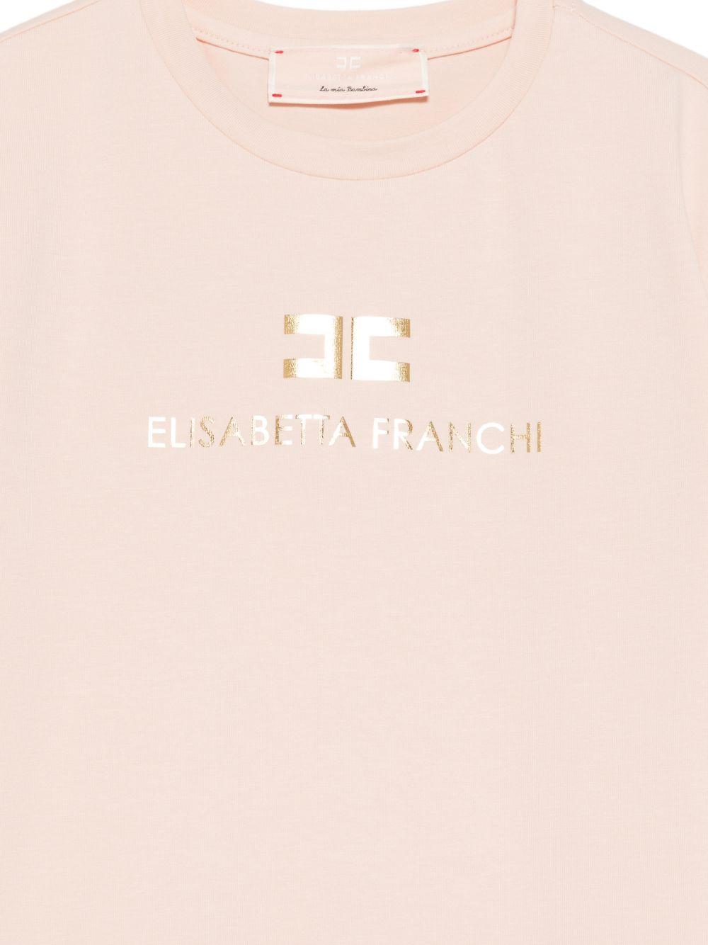 T-shirt per bambina Elisabetta Franchi La Mia Bambina rosa con logo sul davanti EFTS2600JE006 C125 ElISABETTA FRANCHI KIDS