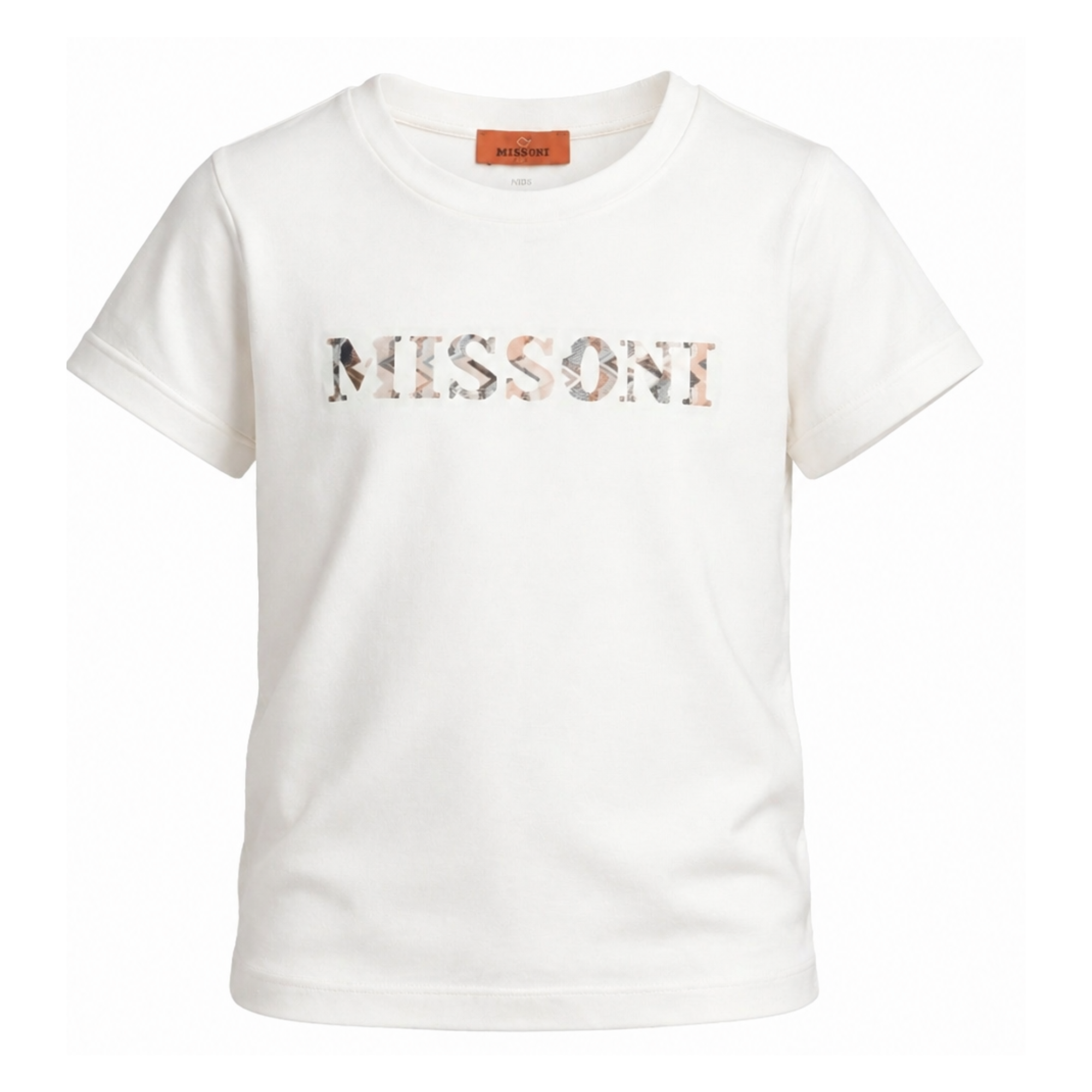 T-shirt per bambino Missoni Kids bianca con logo ricamato MY8P51 Z3672 102 MISSONI KIDS