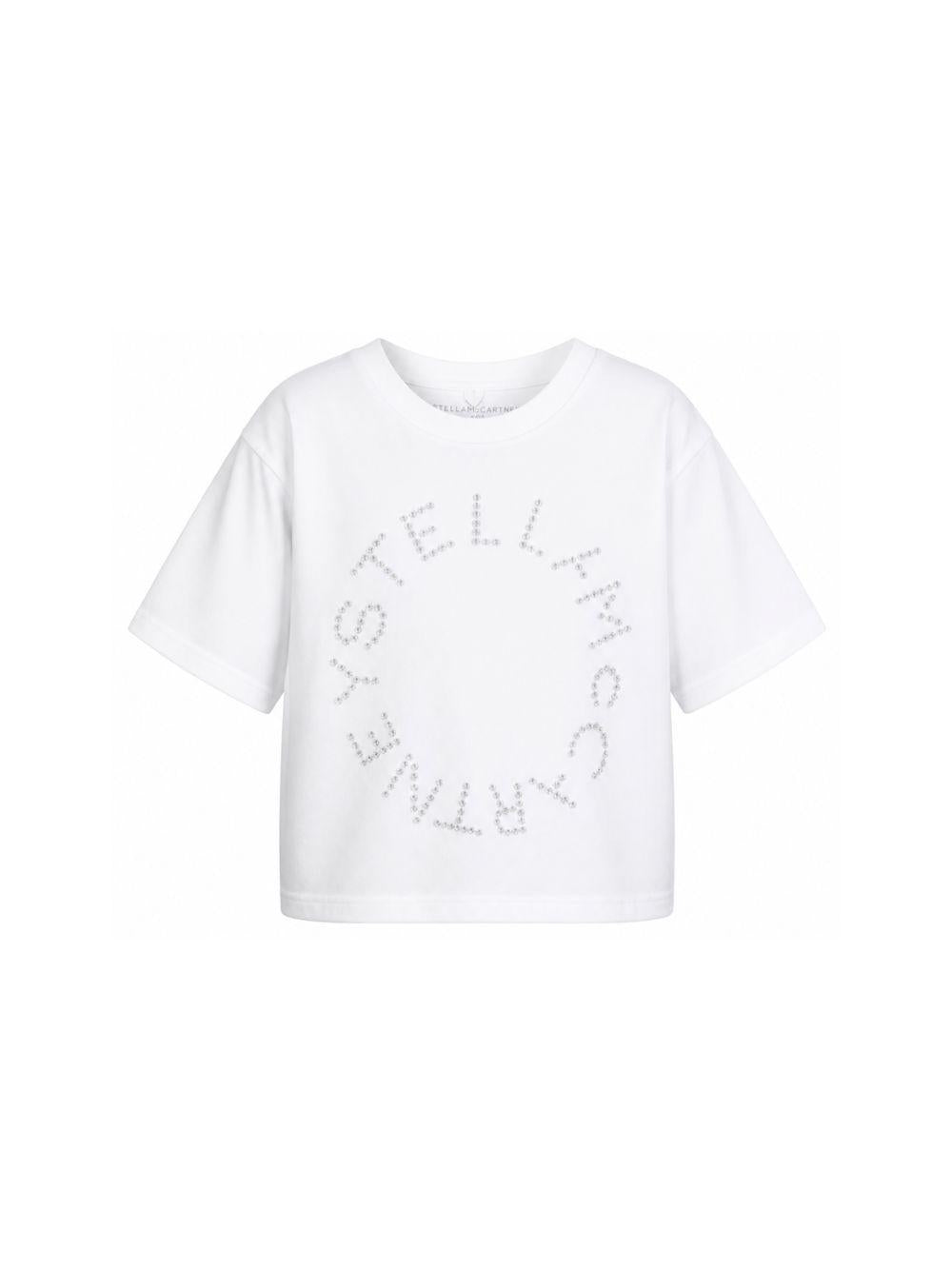 T-shirt per bambina Stella McCartney Kids bianca con dettaglio logo TY8C01 Z0434 100 STELLA McCARTNEY KIDS