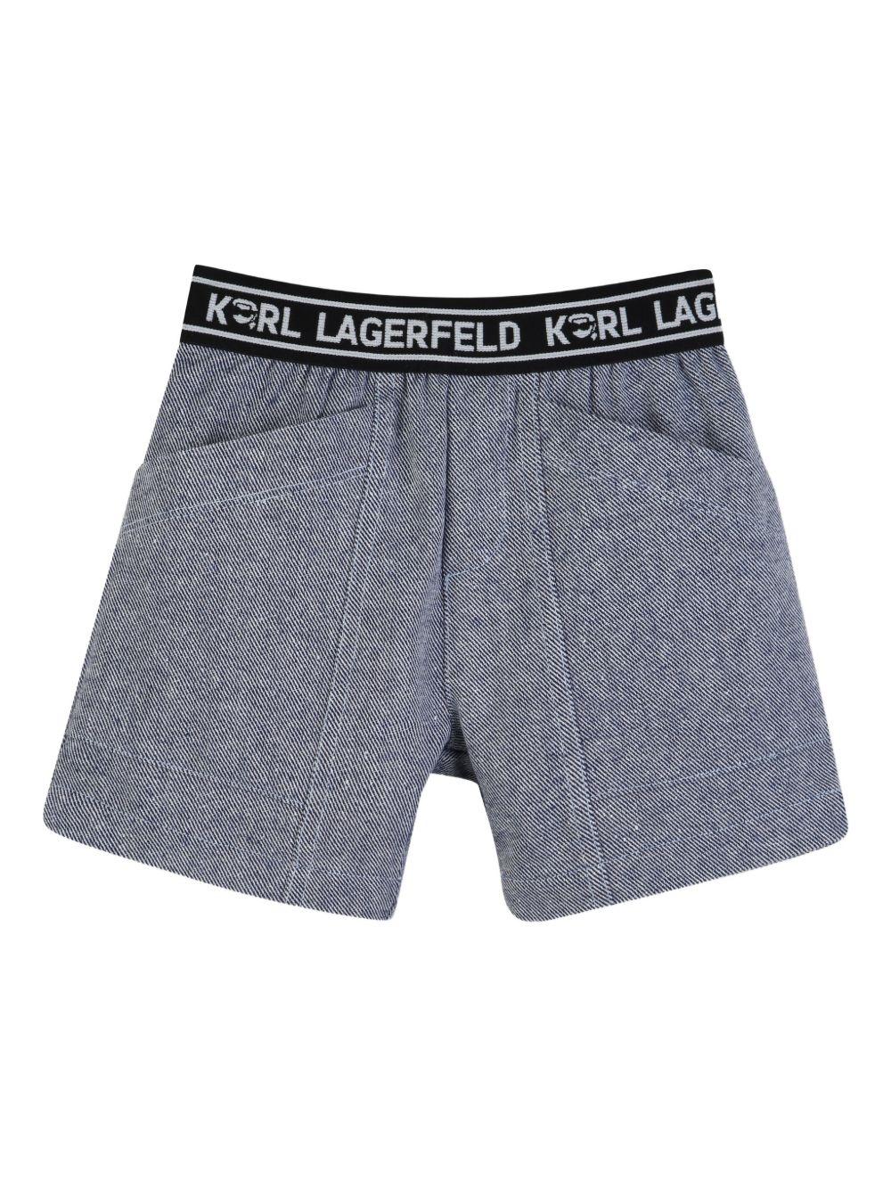 Set t-shirt e shorts per neonato Karl Lagerfeld Kids azzurro e grigio con dettaglio logo Z31069 77X KARL LAGERFELD KIDS