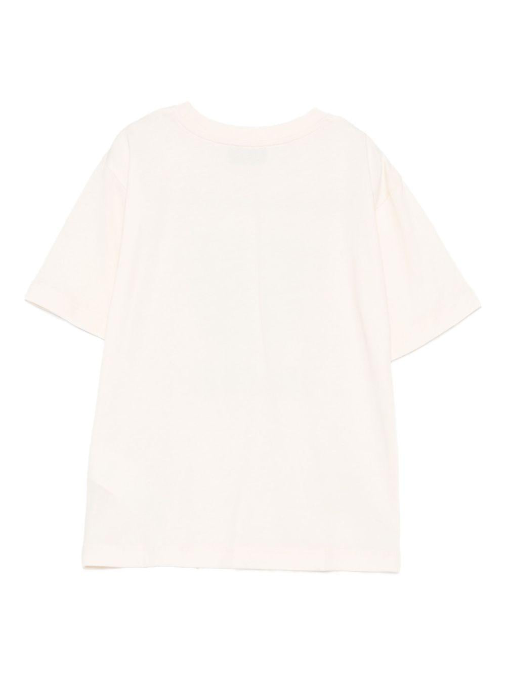 T-shirt per bambini Moschino Kids beige con stampa grafica HQM05GLAA10 10123 MOSCHINO KIDS