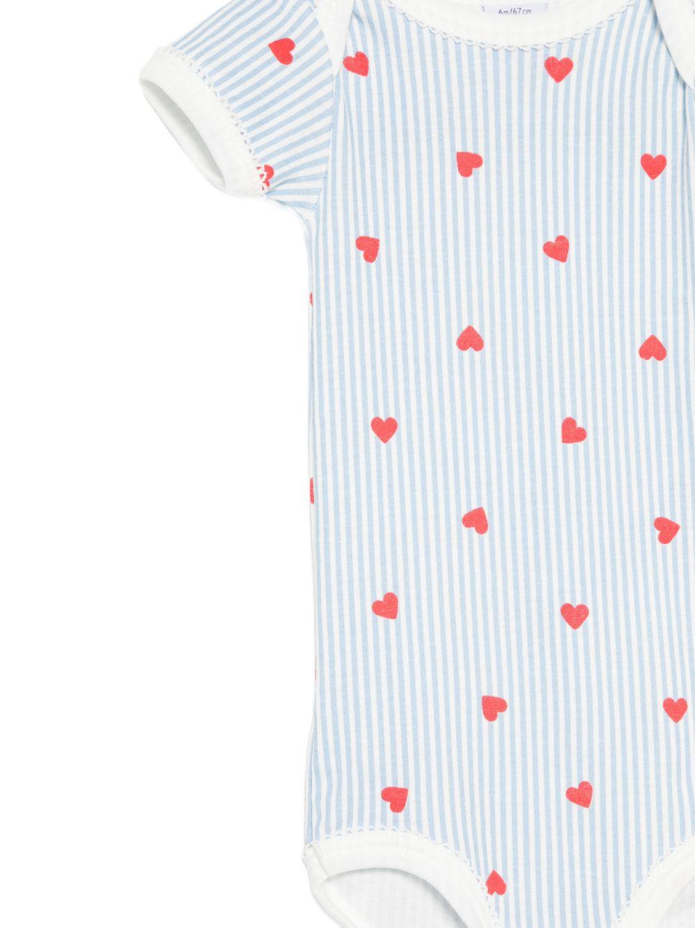 Body per neonati Petit Bateau multicolore a righe con stampa a cuori (set da tre) A0GY7 00 PETIT BATEAU KIDS
