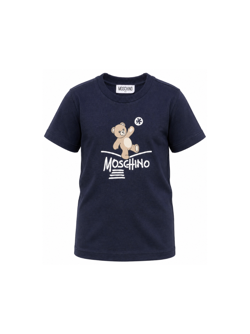 T-shirt per bambini Moschino Kids blu con motivo Teddy Bear HUM05XLAA20 40016 MOSCHINO KIDS