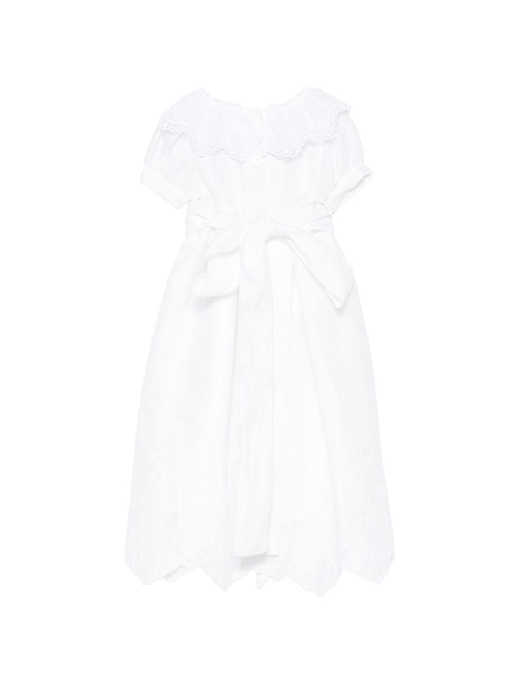 Abito per neonata Jesurum bianco con dettagli in pizzo sangallo REZZONICO C/COLLO BIANCO JESURUM