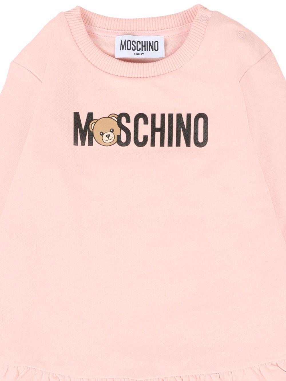 Abito per neonata Moschino Kids rosa con logo Teddy Bear MAV0BKLCA63 50209 MOSCHINO KIDS