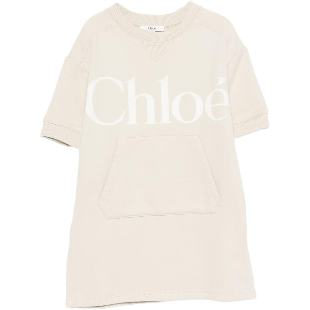 Abito per bambina Chloé Kids beige con logo sul davanti C21230 72J CHLOE' KIDS