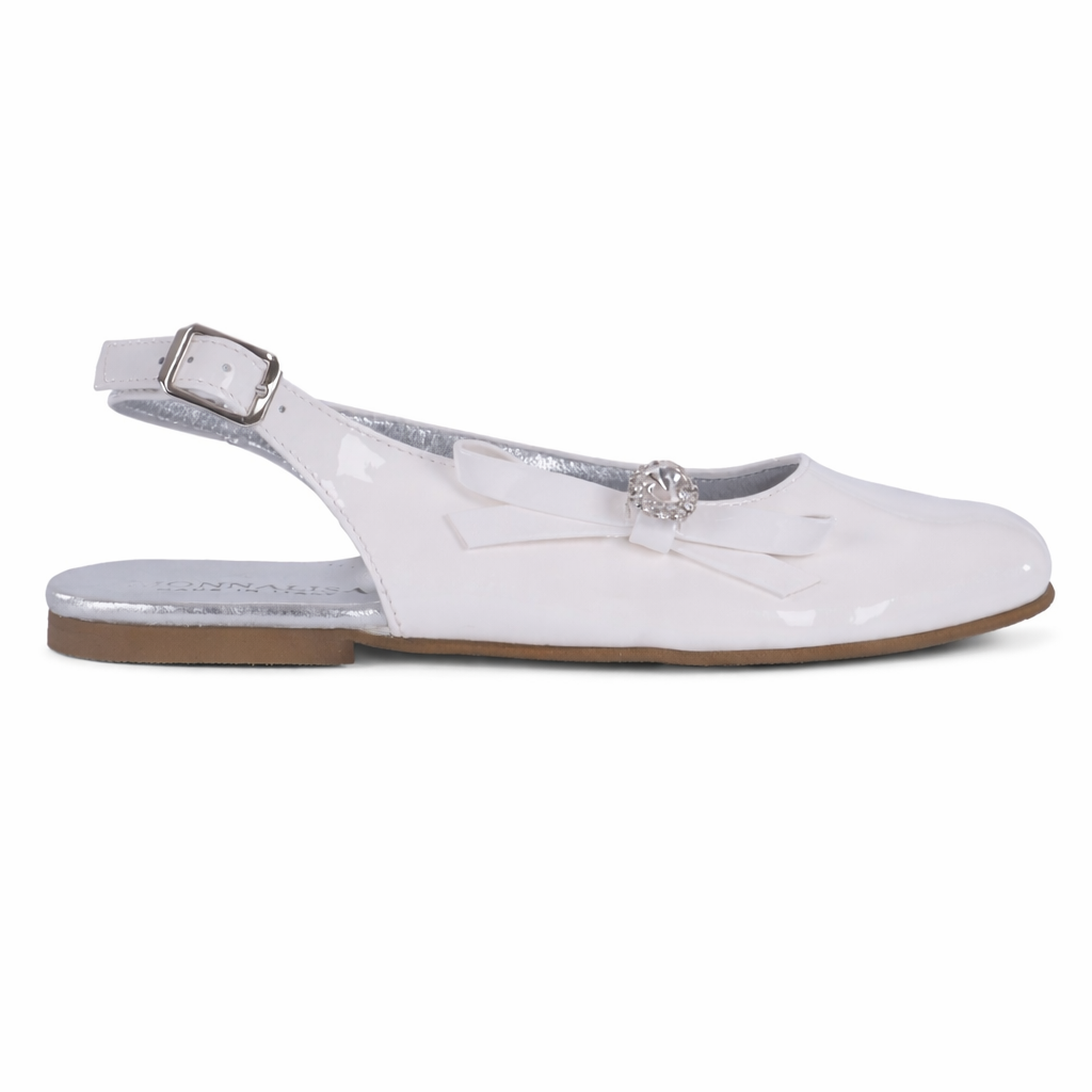 Ballerine per bambina Monnalisa bianche con fiocco e cristalli 87G000 7706 0099 MONNALISA