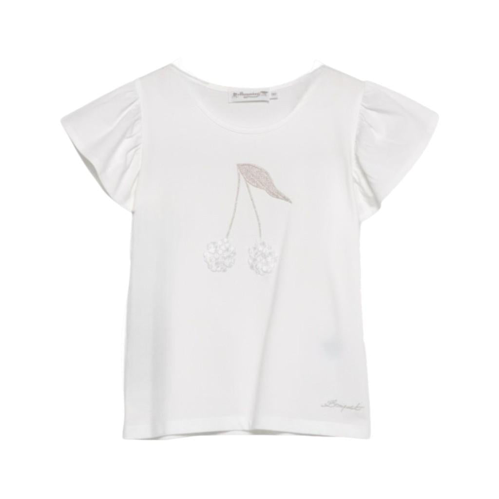 T-shirt Emila per bambina Bonpoint bianca con ruches S06GTSK00008 102 BONPOINT KIDS