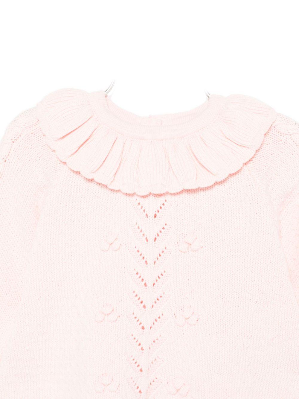 Maglione per neonata Louise Misha rosa con colletto arricciato FRC-W25-J0004 BLUSH LOUISE MISHA