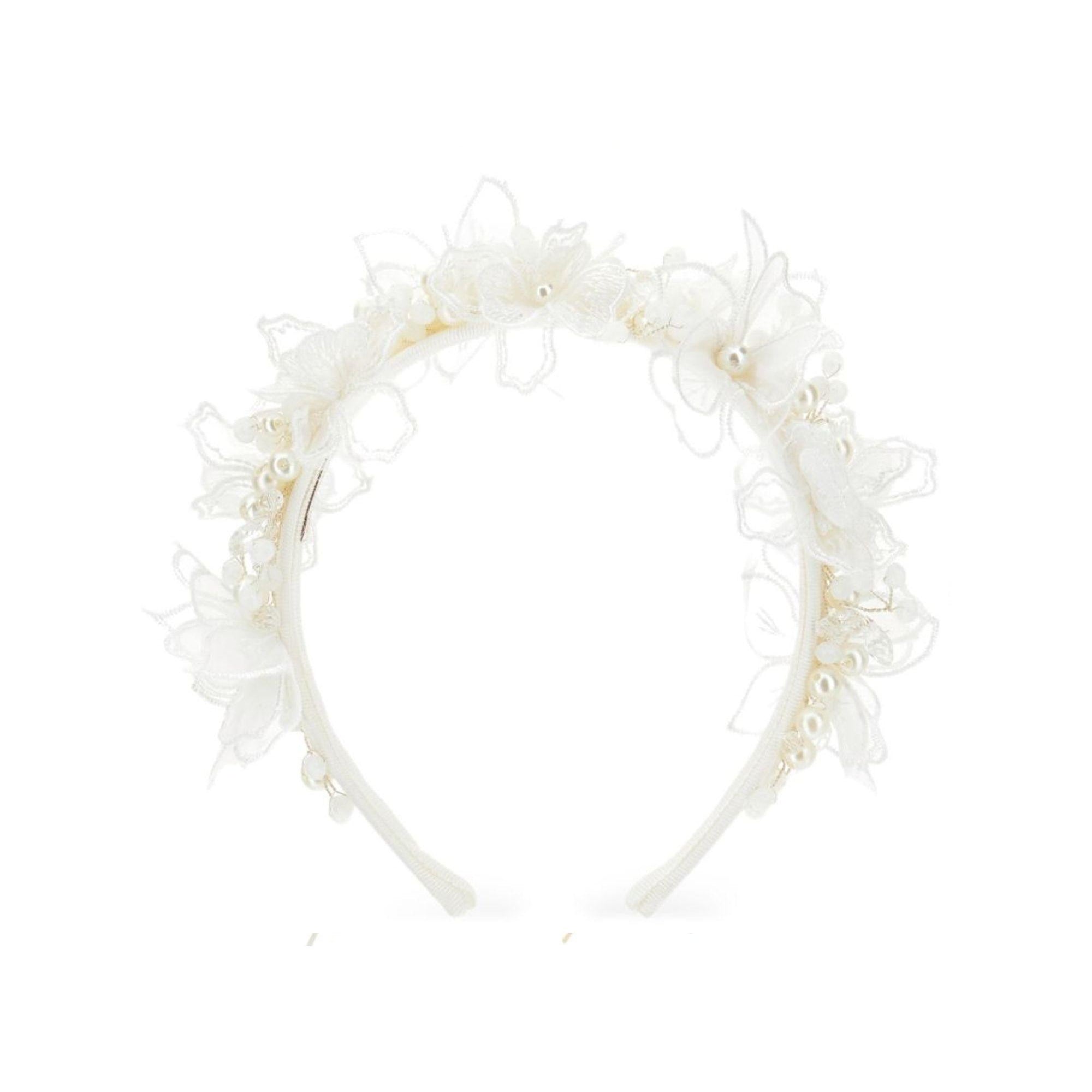 Cerchietto per capelli per bambina Monnalisa bianco con decorazione floreale 77G001 7772 0001 MONNALISA