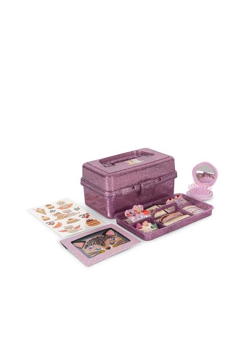 Valigia per bambina Konges Slojd viola con accessori per capelli KS105404 AMOUR PINK KONGES SLOJD