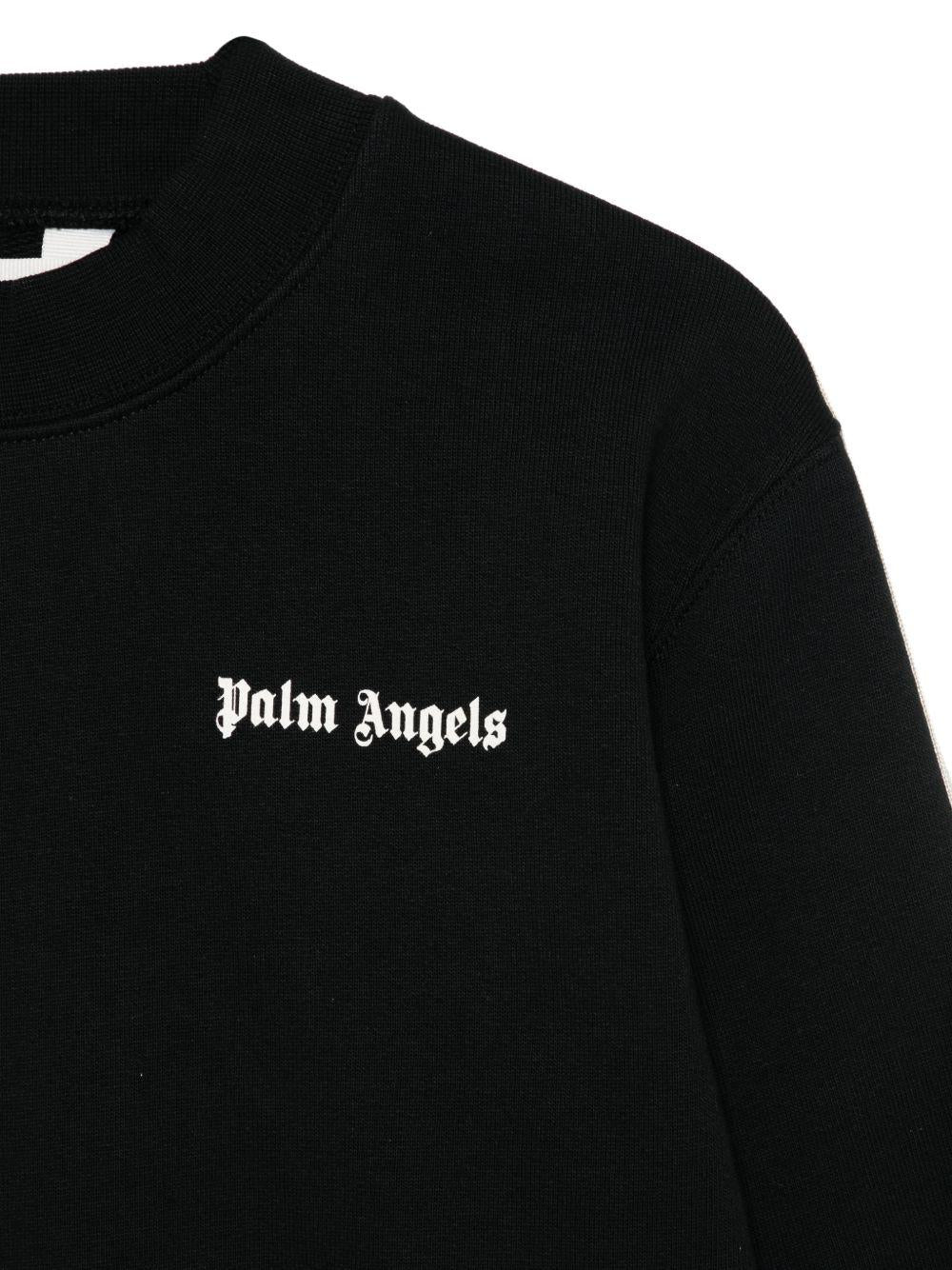 Felpa bambino Palm Angels Kids nero con orlo a coste PBBA012S26FLE005 110 PALM ANGELS KIDS