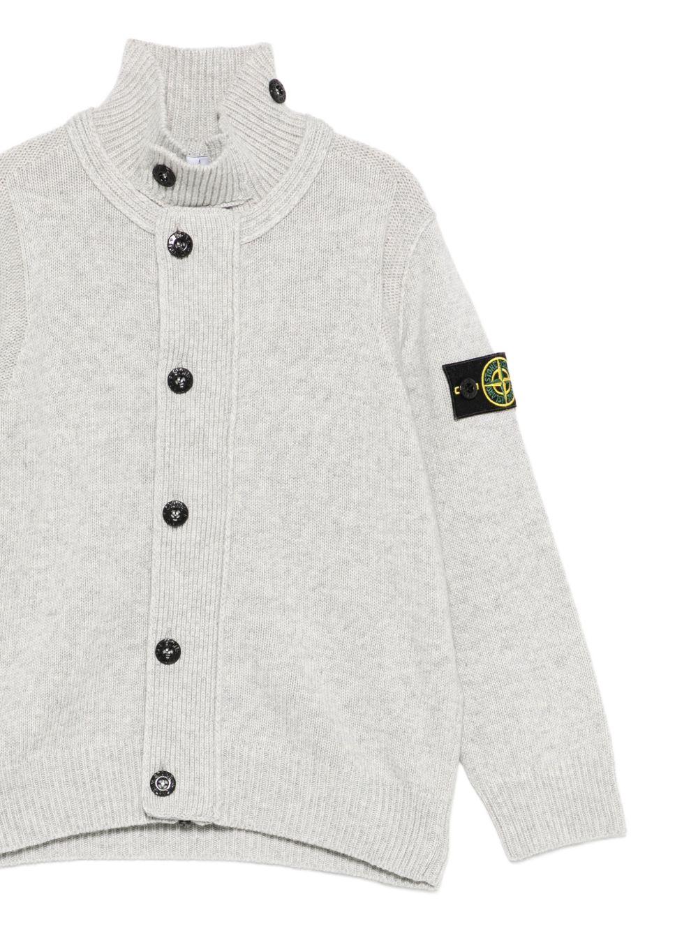 Cardigan per bambino Stone Island Junior grigio a collo alto con bottoni L2S165100003S00M1 V0M64 STONE ISLAND KIDS