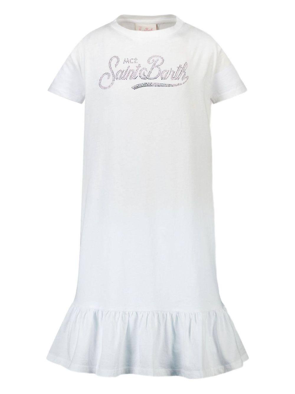 Abito per bambina MC2 Saint Barth Kids bianco con logo sul davanti ABY0002 02296L MC2 ST. BARTH KIDS