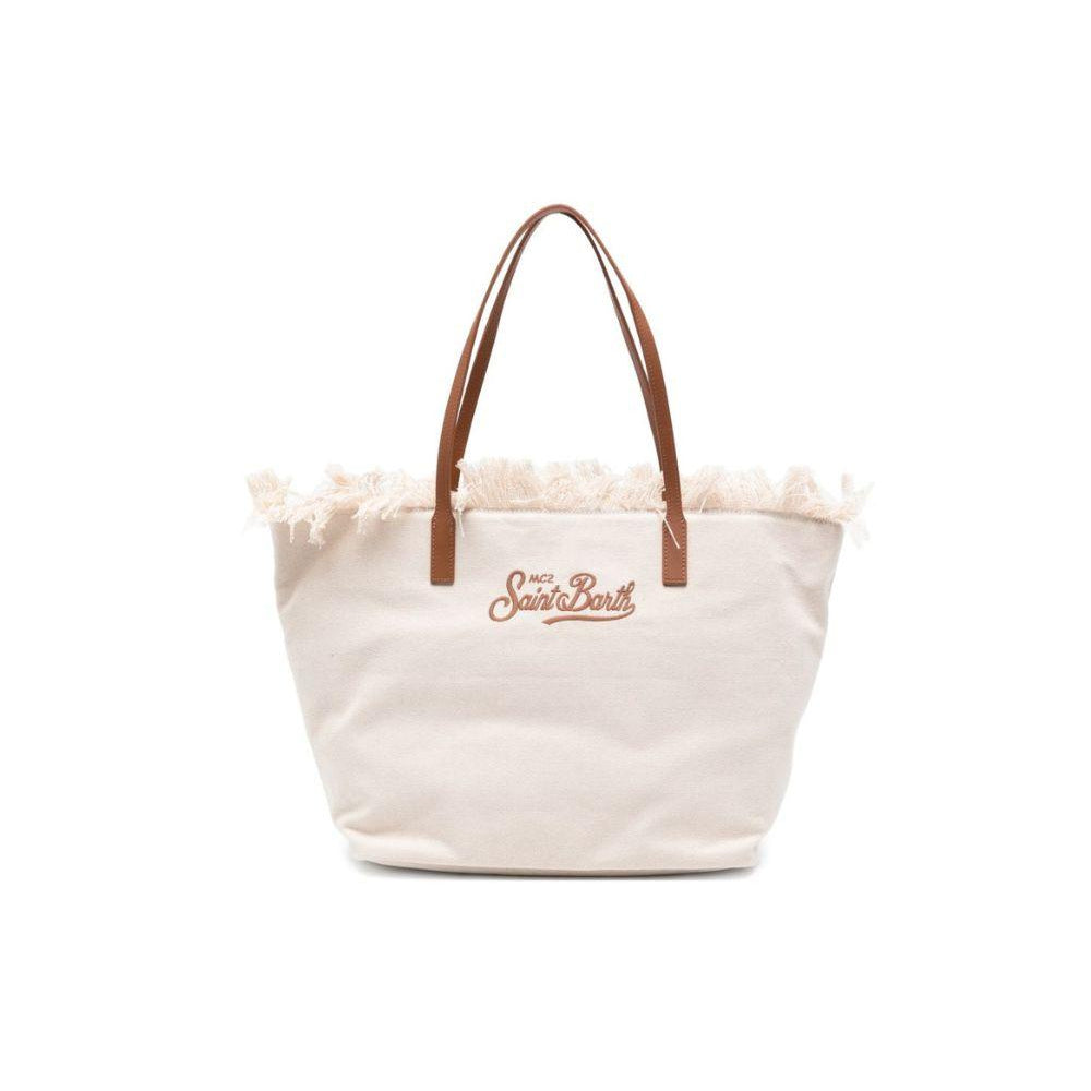 Borsa tote City Regular in Canvas MC2 Saint Barth beige con frange CBF0001 00302L MC2 ST. BARTH KIDS