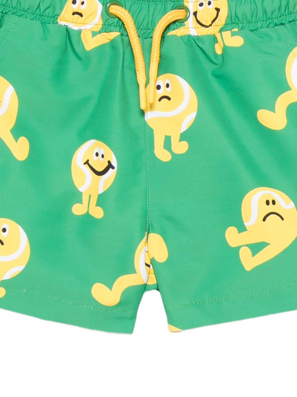 Costume per neonato Stella McCartney Kids verde con stampa palline da tennis TYC529 Z3594 769MC STELLA McCARTNEY KIDS