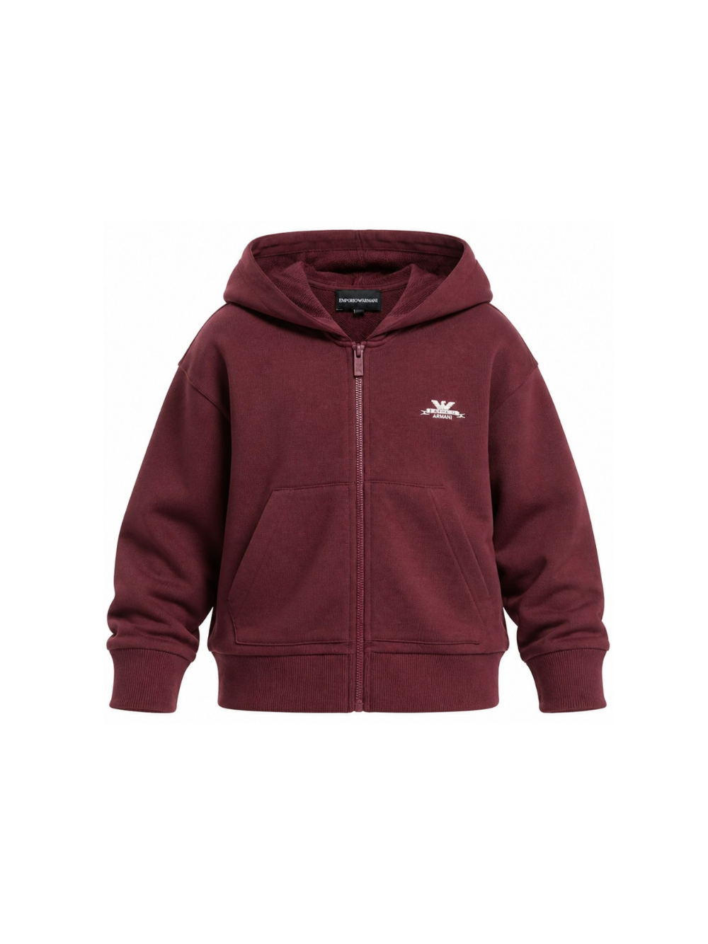 Felpa per bambino Emporio Armani Kids bordeaux con patch del logo sul retro EB001391 AF26020 UA343 EMPORIO ARMANI KIDS