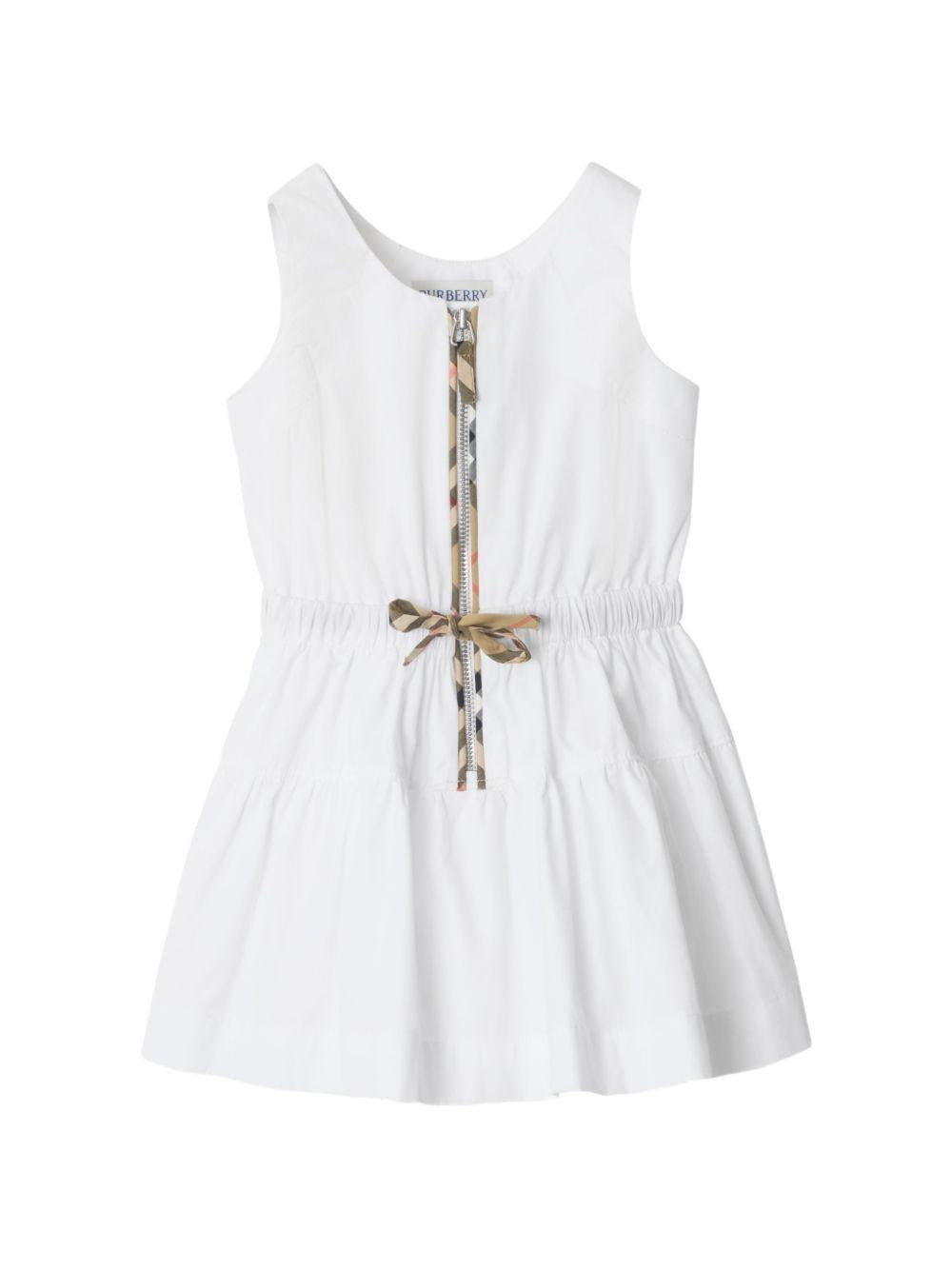 Abito per neonata Burberry Kids bianco con inserti con motivo Vintage Check 8121303 A1464 BURBERRY KIDS