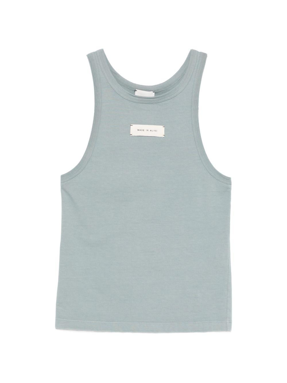 Top per donna Alysi azzurro con logo sul davanti 116428 P6027 CE ALYSI