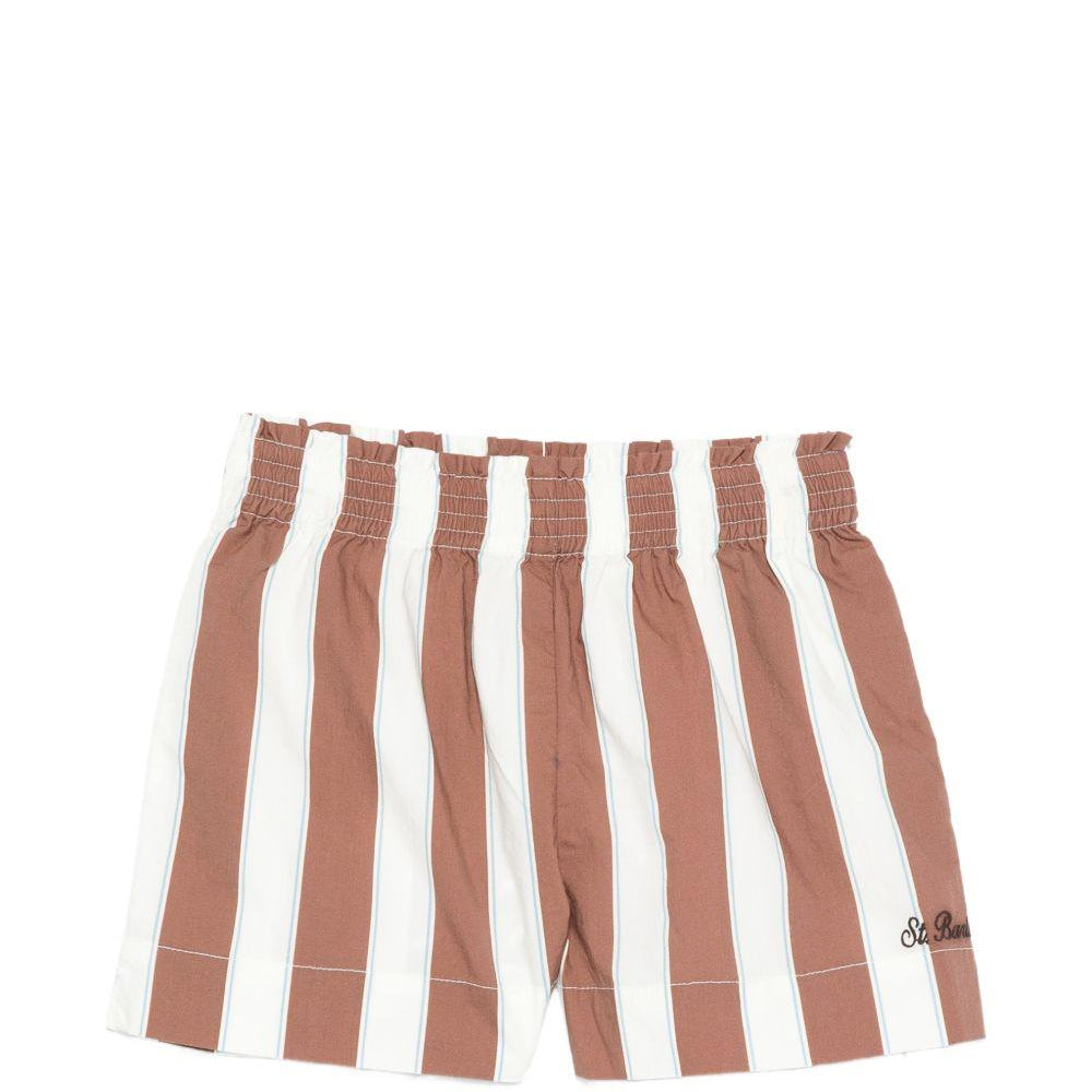 Shorts per bambina MC2 Saint Barth Kids bianco e marrone con motivo a righe MEA001 01418L MC2 ST. BARTH KIDS