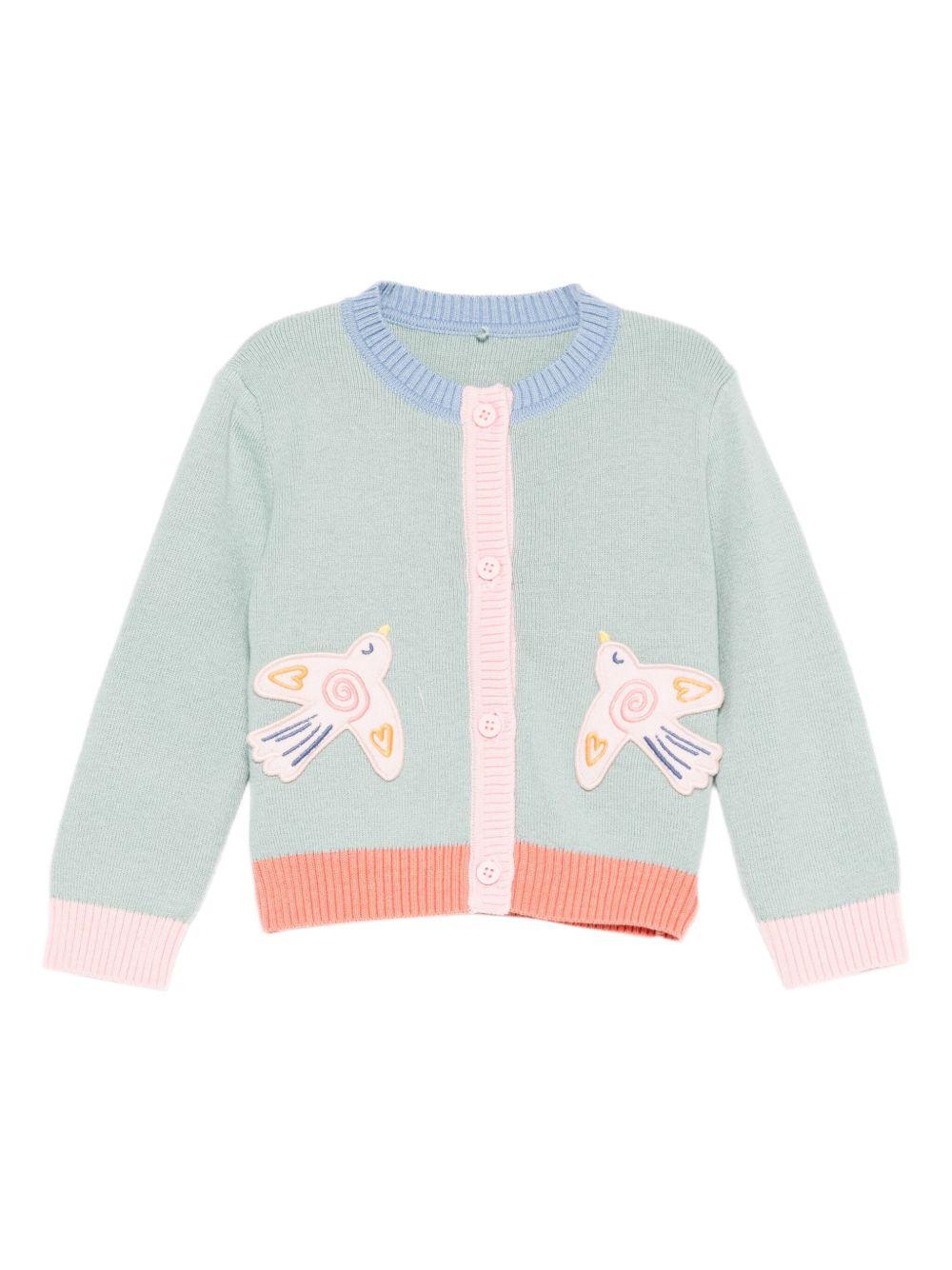 Cardigan per neonata Stella McCartney Kids verde con applicazione TX9030 Z1528 923 STELLA McCARTNEY KIDS