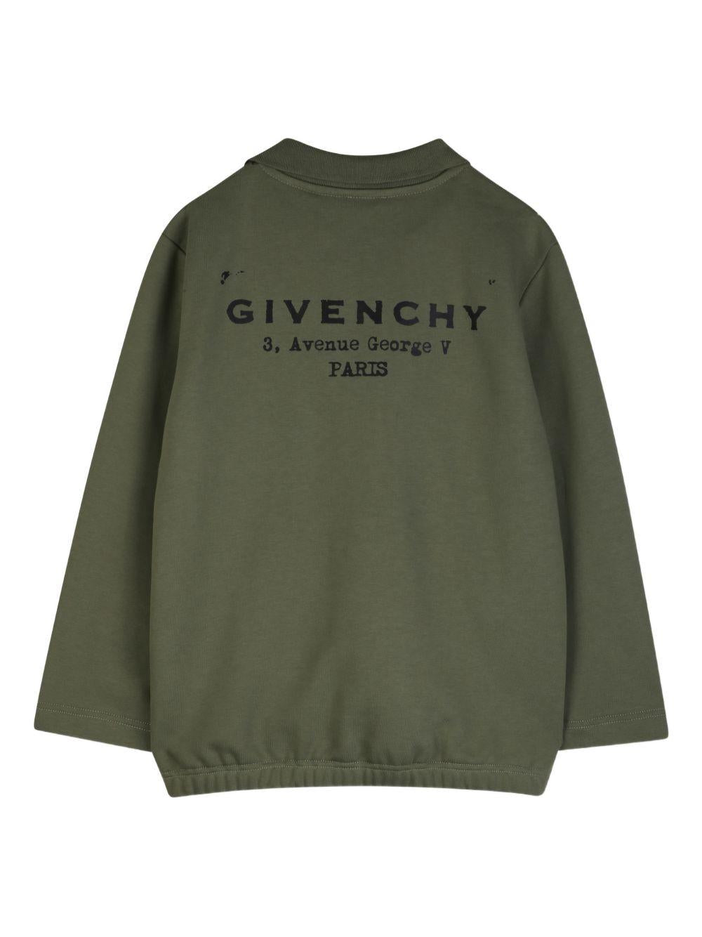 T-shirt per bambino Givenchy Kids verde cachi a maniche lunghe H31096 645 GIVENCHY KIDS