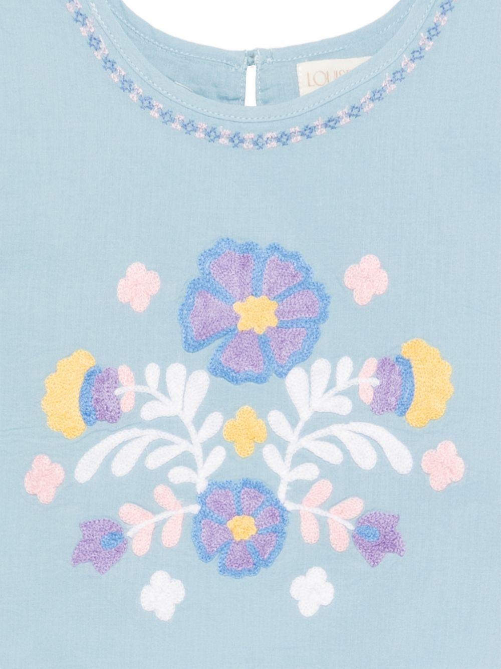 Top Albane per bambina Louise Misha azzurra con ricamo a fiori GRI-S26-C0102 BLUE LOUISE MISHA KIDS