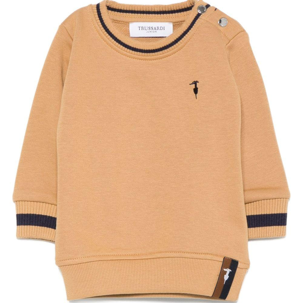 Felpa per neonato Trussardi Junior marrone con bordi a coste TIA25080FE APPLE CIN. TRUSSARDI JUNIOR