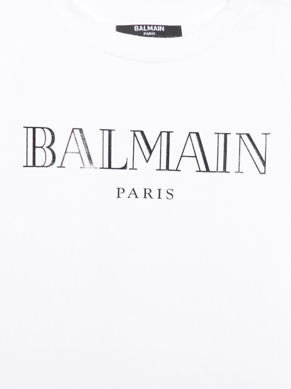 Abito modello t-shirt per bambina Balmain Kids bianco con decorazione logo BW1C01 Z2389 100NE BALMAIN KIDS
